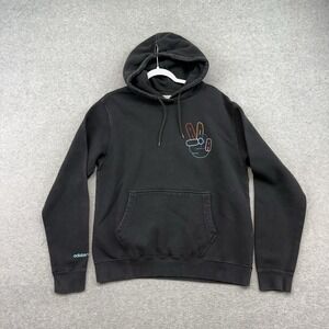 Adidas Originals Men's Peace Sign Trefoil Hoodie Black Size Medium Pocket